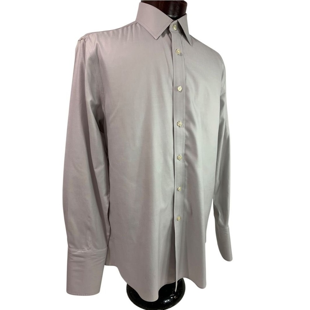 Large (16-33) Charles Tyrwhitt Mens Button Up Shirt French Cuff Gray Non Iron